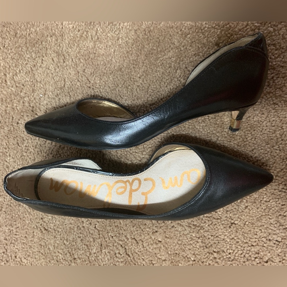 Black Sam Edelman Leather Kitten Heels